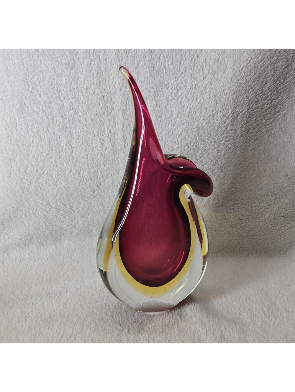 Murano Blown Glass Vase Teardrop Sommerso By Oggetti Glass Mid Century Italy